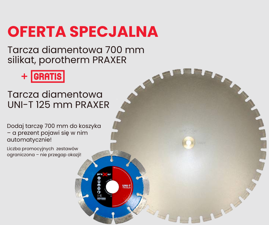 Tarcza diamentowa 700 mm PRAXER do cięcia porothermu i silikatu