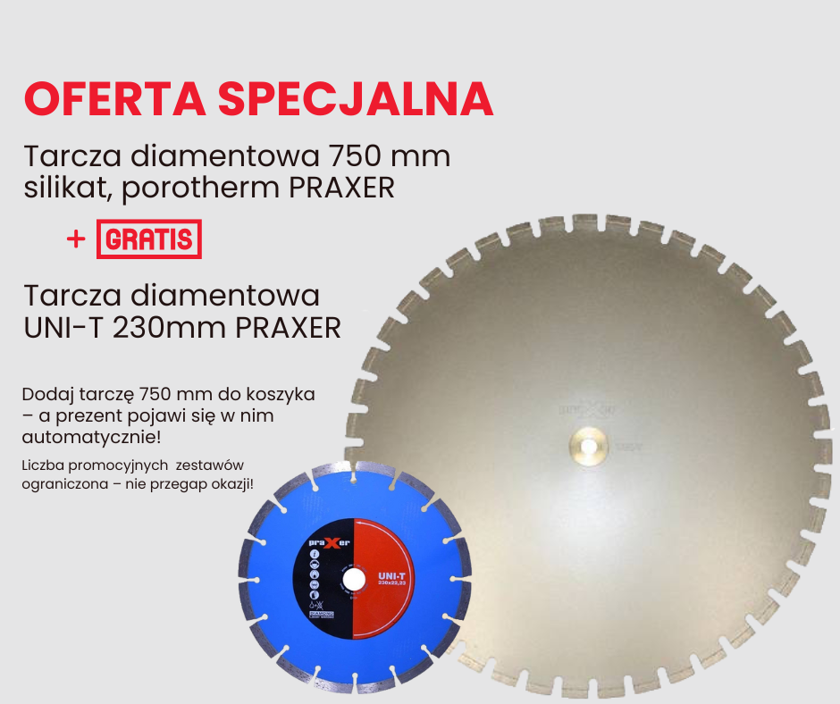 Tarcza diamentowa 750 mm PRAXER do cięcia porothermu i silikatu