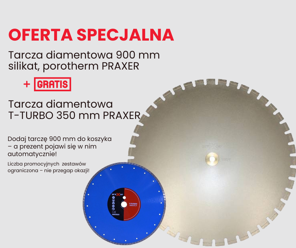 Tarcza diamentowa 900 mm PRAXER do cięcia porothermu i silikatu