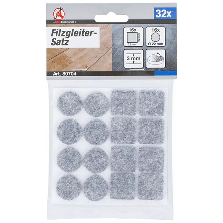 Zestaw szarych podkładek filcowych 32 szt., BGS Diy 80704