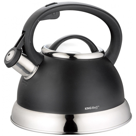 Czarny czajnik z gwizdkiem 2,2 l na gaz i indukcję, KINGHoff