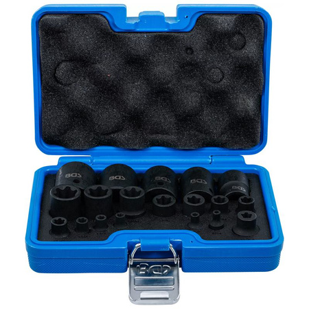 Zestaw 19 nasadek udarowych profil E Plus 6,3 mm (1/4"), 10 mm (3/8"), 12,5 mm (1/2") EP4 - E32, BGS 74554