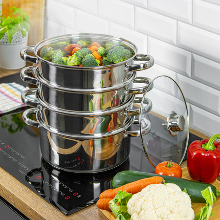 Stalowy garnek do gotowania na parze, Ø22 cm, pojemność 4 l, zestaw 5 elementy KINGHoff
