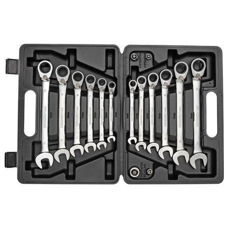 Zestaw 16 kluczy płasko-oczkowych z grzechotką 8-19 mm i adapterami, GEDORE RED, R07203016