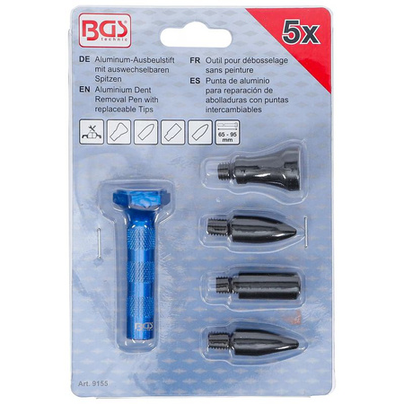 Aluminiowy trzpień do usuwania wgnieceń z wymiennymi końcówkami 100 mm, BGS 9155
