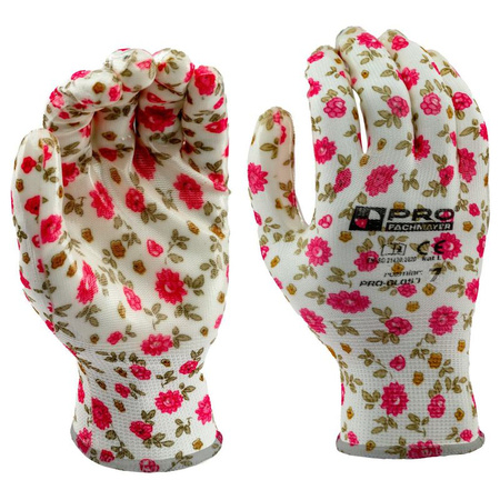 Rękawice robocze ogrodowe poliestrowo-nitrylowe PRO rozmiar 7