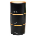 Pojemniki, stal-bambus, czarne, zestaw 3 sztuki Klausberg