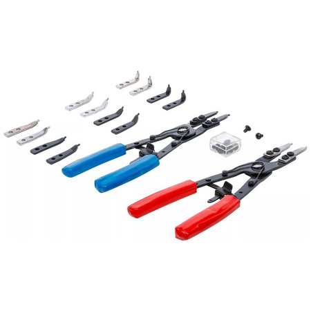Zestaw szczypiec do pierścieni rozprężnych wymienne końcówki 10 szt., BGS 453