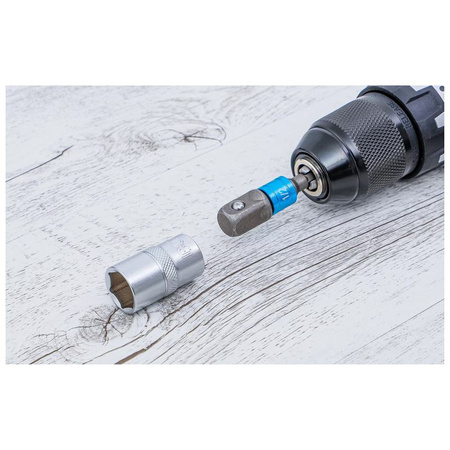 Zestaw 4 adapterów do wiertarek napęd 6,3 mm (1/4") 6,3 mm (1/4"), 10 mm (3/8"), 12,5 mm (1/2"), gniazdo sześciokątne 6,3 mm (1/4"), BGS Diy 20814