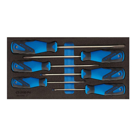 Zestaw 6 wkrętaków płaskich i krzyżakowych w module Check-Tool 1/3, Gedore 1500 CT1-2150 PZ, 2309149