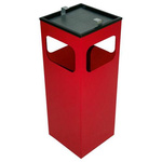 Popielnica stojąca z koszem na śmieci czerwona
