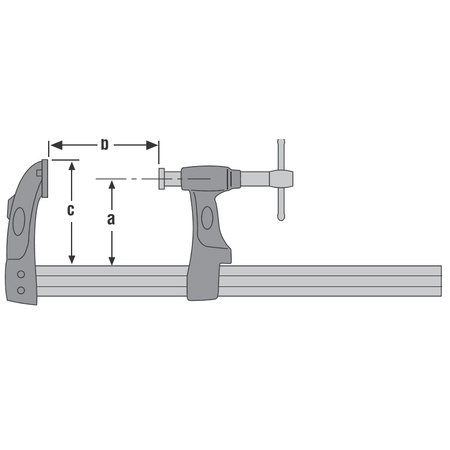 Ścisk stolarski śrubowy 500 x 107/130 mm z aluminiową składaną rączką, 4003-PA URKO