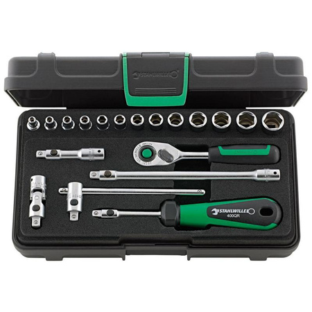 Zestaw nasadek 1/4" z grzechotką, przegubem kardana, rękojeścią 40/13/6QR Stahlwille