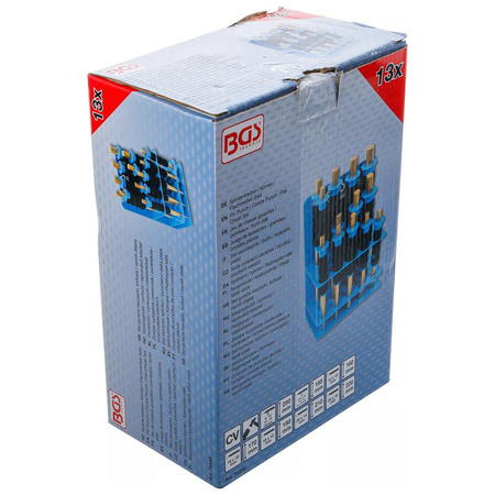 Zestaw wybijaków zawleczek / punktaków / przecinaków płaskich z ochroną dłoni 13 szt., BGS 74596