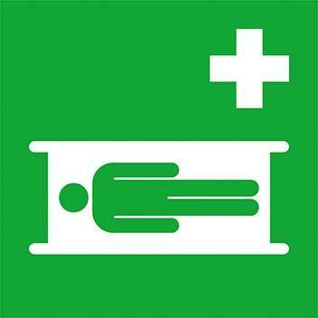 Znak 15x15 samoprzylepna folia ratunkowy NOSZE