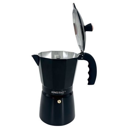 Aluminiowa kawiarka ciśnieniowa do kawy, 6 filiżanek, czarny/rose gold KINGHoff