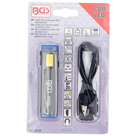 Aluminiowa mini lampa ręczna COB-LED, BGS 85350
