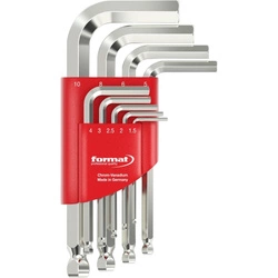 Zestaw kluczy imbusowych w uchwycie 9-częściowy 15-10mm z końcówką kulistą FORMAT