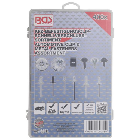 Zestaw zatrzasków do samochodów dla Audi, VW, Toyota, Mercedes-Benz, BMW 400 szt., BGS 9058