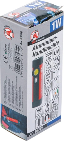 Lampa ręczna COB-LED / UV aluminiowa 1 W, BGS Diy 85349