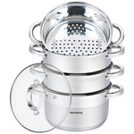 Garnek do gotowania na parze, stalowy, Ø20 cm, pojemność 3,1 l, zestaw 5-elementowy Klausberg