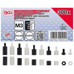 Zestaw śrub dystansowych i nakrętek sześciokątnych nylon 300 szt., BGS 9402
