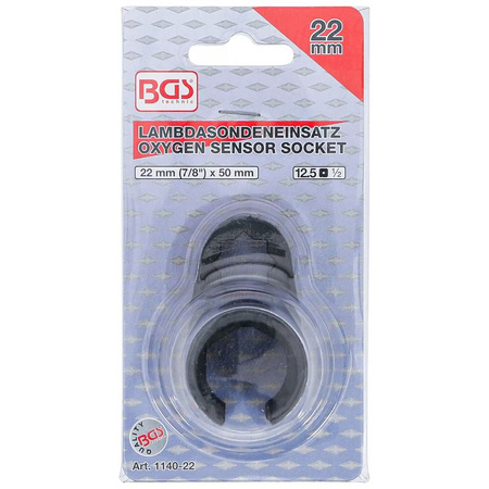 Nasadka do sondy lambda wygięta 22 mm, napęd 12,5 mm (1/2") podwójny czworokąt, szczelina 11 mm, BGS 1140-22