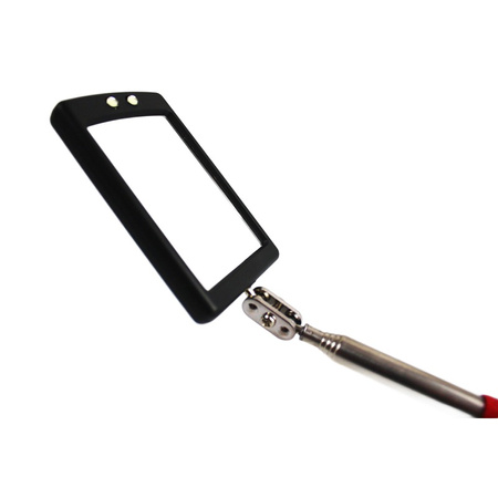 Lusterko inspekcyjne teleskopowe z oświetleniem LED prostokątne 52x83 mm, uchwyt 876 mm PRAXER