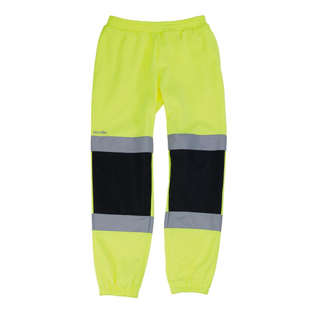 Jaskrawe spodnie dresowe żółto-granaowe z odblaskami, rozmiar XL, Scruffs T56390