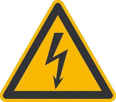 Znak OSTRZEŻENIE PRZED NAPIĘCIEM ELEK. 50mm 500szt
