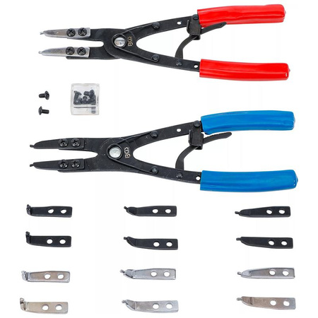 Zestaw szczypiec do pierścieni rozprężnych wymienne końcówki 10 szt., BGS 453