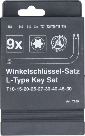 Zestaw 9 kluczy imbusowych Torx T10-T50, BGS DIY 7959