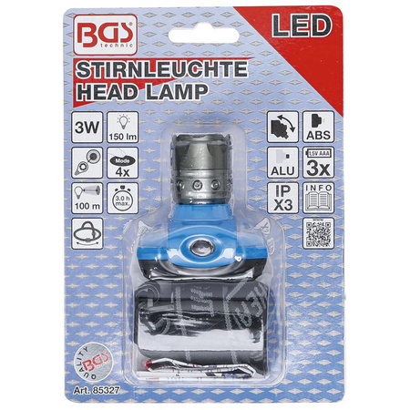 Lampa czołowa LED z funkcją fokus 3 W, BGS 85327