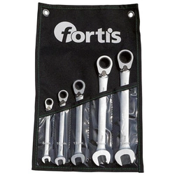 Zestaw kluczy płasko-oczkowych z grzechotką dwukierunkową 5-częściowy 8-19mm FORTIS