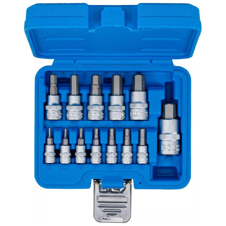 Zestaw 13 nasadek z bitem, gniazdo sześciokątne 2-14 mm, napęd 6,3 mm (1/4"), 10 mm (3/8"), 12,5 mm (1/2"), BGS 74257