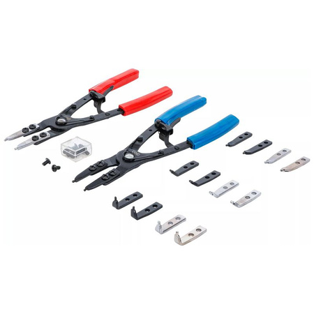 Zestaw szczypiec do pierścieni rozprężnych wymienne końcówki 10 szt., BGS 453