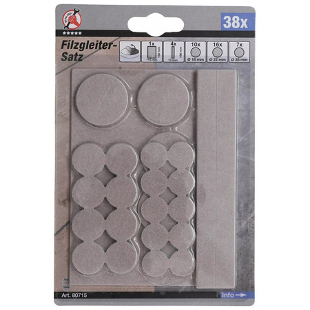 Zestaw podkładek filcowych beżowe 38 szt., BGS Diy 80715