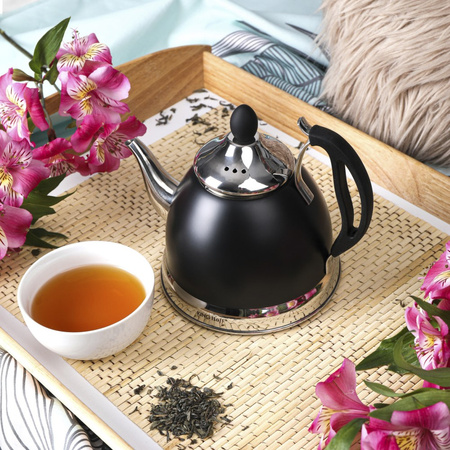 Imbryk z sitkiem, stal 1l, czarny KINGHoff