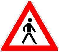Znak drogowy 133-10 trójkąt 900mm Piesi (prawy)