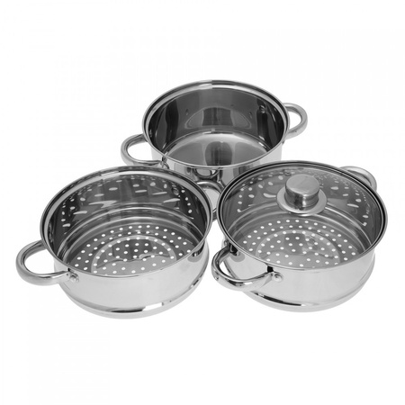 Stalowy garnek do gotowania na parze, Ø20 cm, pojemność 3,1 l, zestaw 4 elementy KINGHoff
