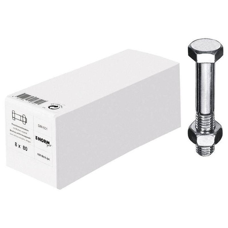 Śruby łeb sześciokątny DIN601 M10x200mm 25szt z nakrętką ocynk E-NORMpro