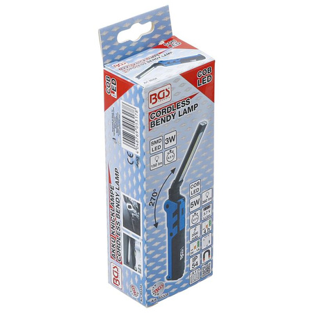 Akumulatorowa latarka przegubowa LED COB 5 W, BGS 85334