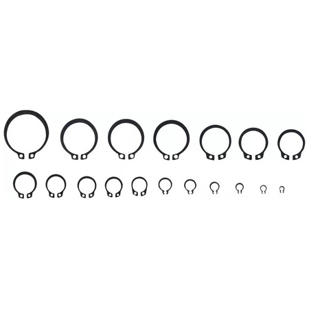 Zestaw zewnętrznych pierścieni Segera (pierścieni rozprężnych) Ø 3-32 mm 300 szt., BGS 8046