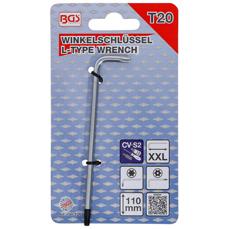 Długi klucz imbusowymowy Torx T20, BGS 794-T20