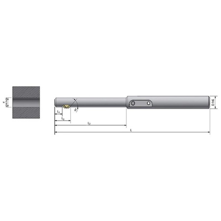 Narzędzie do gratowania otworów 14 mm, ⌀ chwytu 16 mm, długość 125 mm, GRATTEC