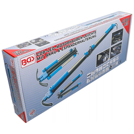Lampa na maskę silnika COB-LED z akumulatorem i mocowaniem rozporowym 2 lampy robocze COB-LED, BGS 85306