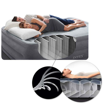 Materac dmuchany z wbudowaną pompką elektryczną jednoosobowy 191x99x30 cm 64116ND INTEX