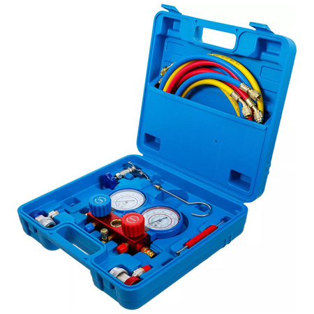 Zestaw zaworów z czujnikiem zegarowym ciśnienia do sprawdzania klimatyzacji, BGS 8425