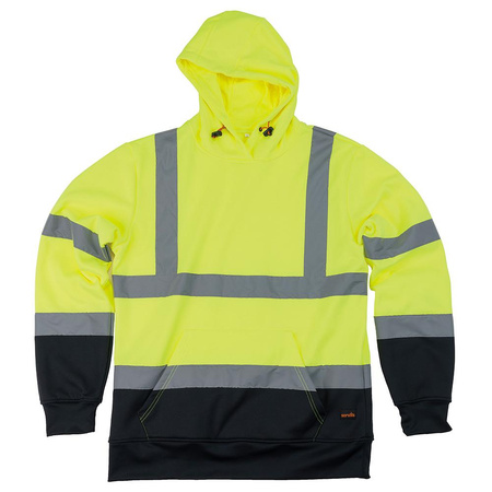 Jaskrawa bluza z kapturem żółto-granatowa z odblaskami, rozmiar XL, Scruffs T56400