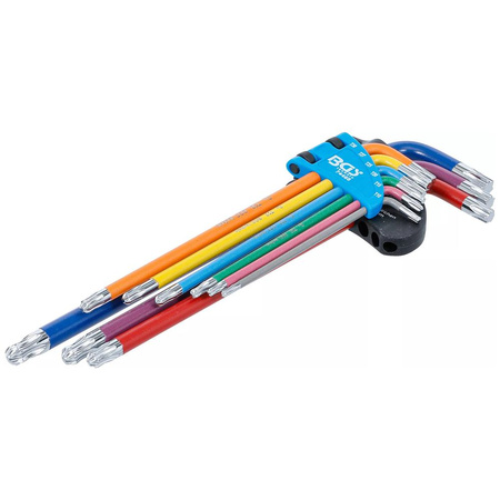 Zestaw 9 długich kluczy imbusowych Torx z kulką T10 - T50, BGS 74468